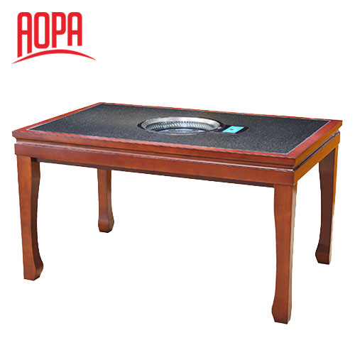 AOPA Solid Wood Hot Pot Table with Burnt Stone Desktop Z80