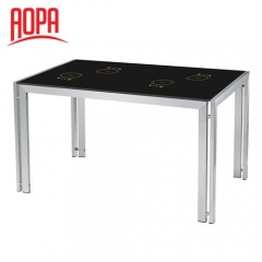 AOPA Modern Restaurant Glass Top Stainless Steel Frame Dining Table Z20