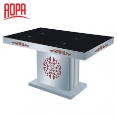 AOPA  korean restaurant stainless steel dining table with glass Z51