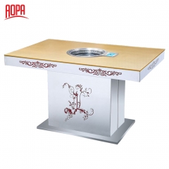 AOPA Stainless Steel Restaurant Korean BBQ Grill and Hot Pot Table 2 in 1 Z51C