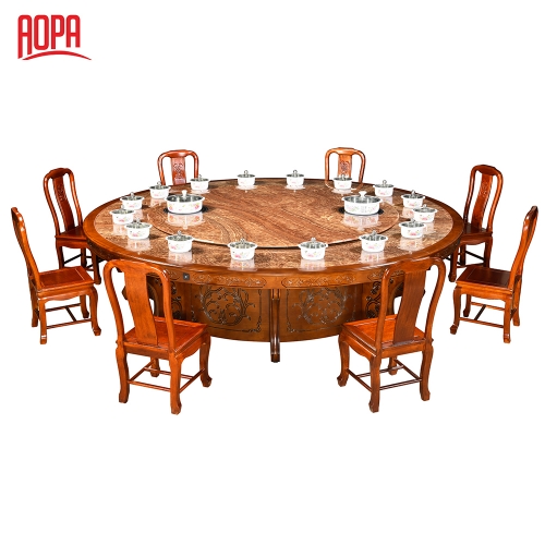 AOPA luxury Wood Malaysia Round Rotating Dining Table Z36