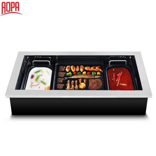 AOPA Smokeless Hot Pot and teppanyaki grill 2 in 1 DT48
